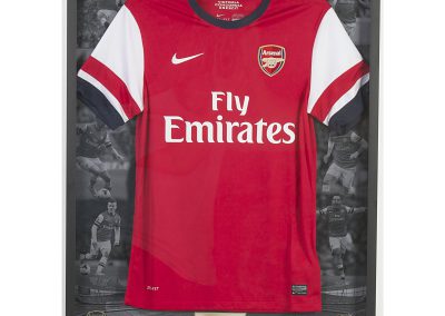 Hanging framed Arsenal shirt