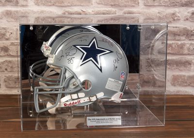 NFL helmet in acrylic box